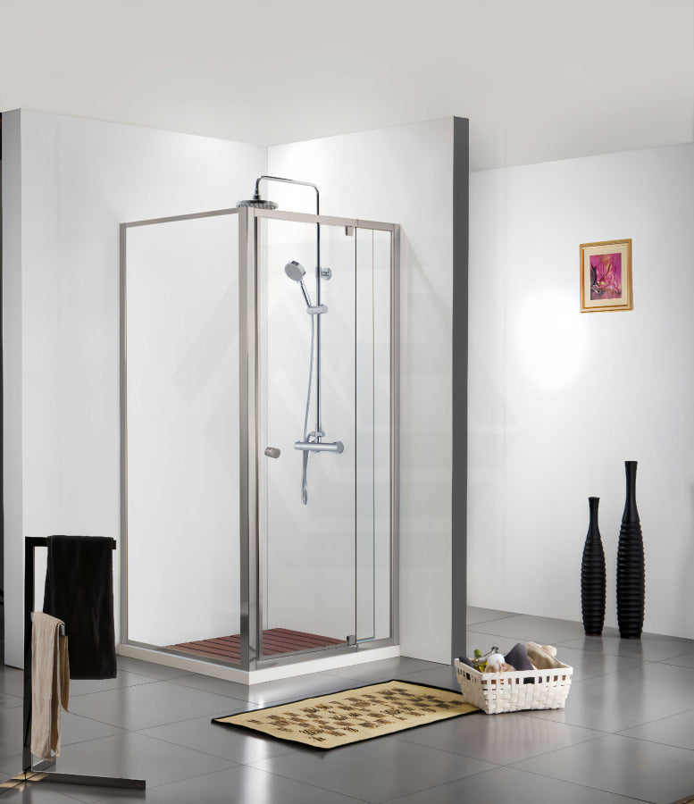 N#1(Nickel) 850-1150X2000Mm Semi-Frameless L Shape Shower Screen Pivot Door With Return Panel