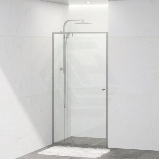 N#1(Nickel) 850-1150X2000Mm Semi-Frameless Shower Screen Pivot Door Wall To Brushed Nickel Fittings