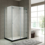 870-1180X2000Mm Brushed Nickel Sliding Shower Screen L Shape Frameless Square Rail 10Mm Glass