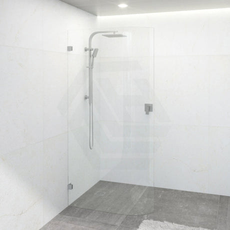 900/1000/1100X2100Mm Frameless Edge Curved Shower Screen Single Door Fixed Panel 10Mm Glass Brushed