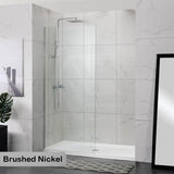 900/1000/1200X2000Mm Frameless Shower Screen Single Door Fixed Panel 10Mm Glass Brushed Nickel