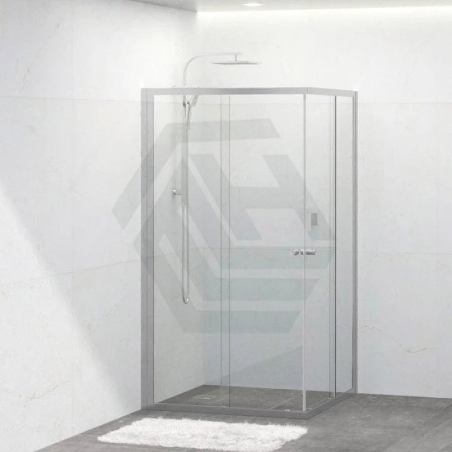 N#1(Nickel) 900-1200Mm Square / Rectangle Shower Screen Brushed Nickel Semi-Frameless Double Sliding