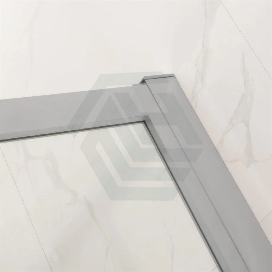 N#1(Nickel) 900-1200Mm Square / Rectangle Shower Screen Brushed Nickel Semi-Frameless Double Sliding