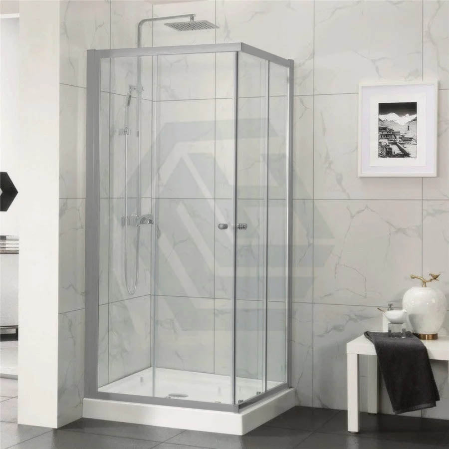 N#1(Nickel) 900-1200Mm Square / Rectangle Shower Screen Brushed Nickel Semi-Frameless Double Sliding