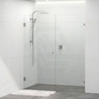 Tempered Glass Frameless Shower Screen Wall To Wall 2 Panels Pivot 940-1425mm Brushed Nickel