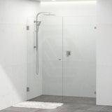 Tempered Glass Frameless Shower Screen Wall To Wall 2 Panels Pivot 940-1425mm Brushed Nickel