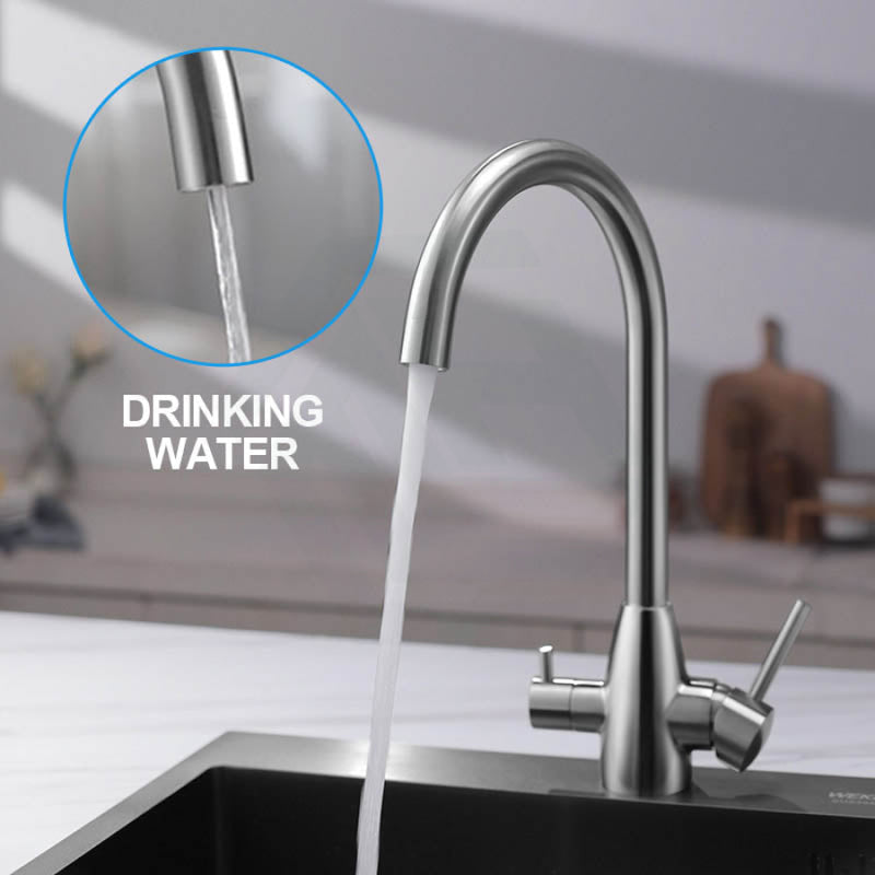 Brushed Nickel Stainless Steel 3 Way Filter Tap With 360 Swivel And Purifier For Kitchen Products