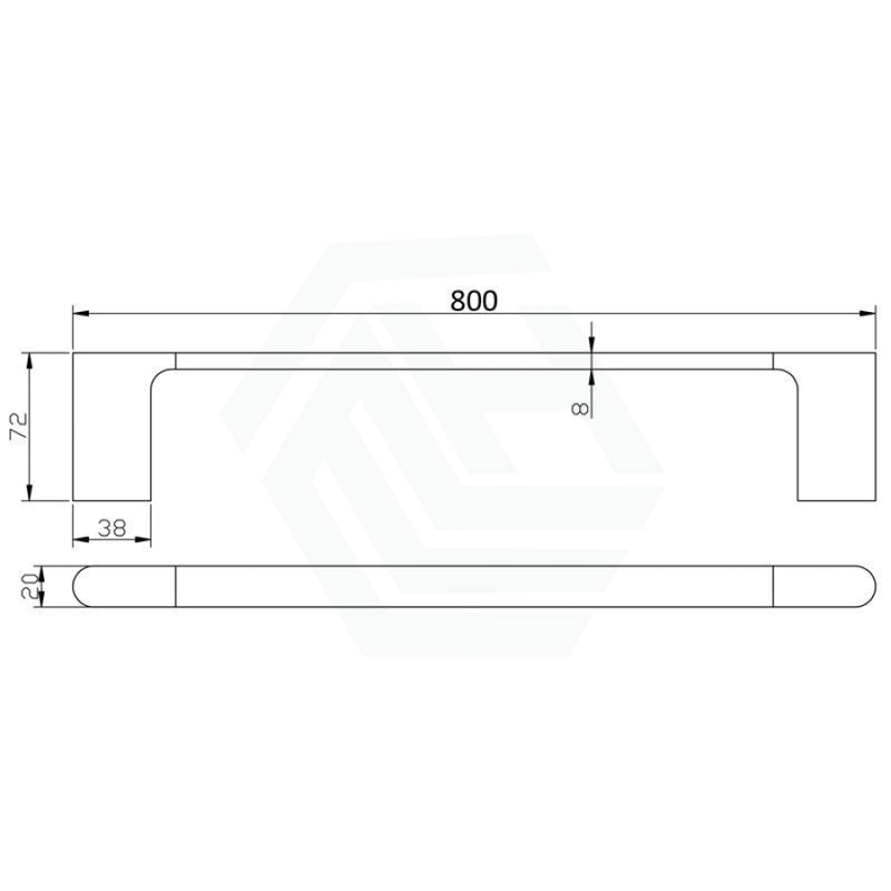 600/800Mm Single Towel Rail Matt Black 800Mm Rails