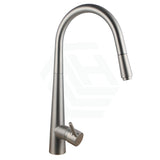 Euro Brushed Nickel Solid Brass Round Mixer Tap With 360 Swivel And Pull Out For Kitchen Kitchen