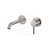 N#1(Nickel) Fienza Axle 160/200Mm Brushed Nickel Wall Basin Bath Mixer Set Small Round Plates