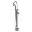 N#1(Nickel) Fienza Eleanor Floor Mixer & Shower Brushed Nickel / Ceramic Round Mounted Bath Mixers