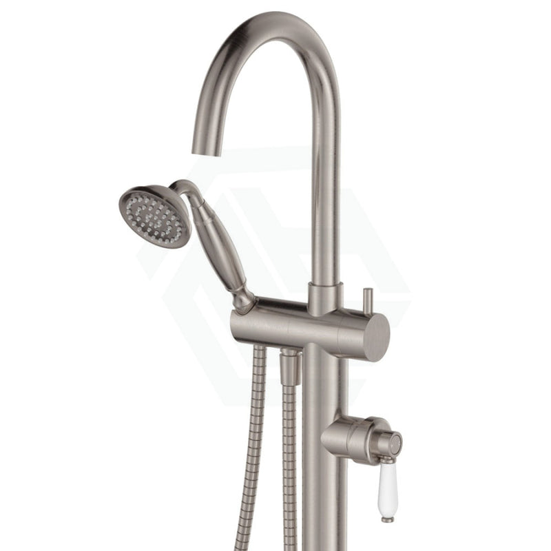 Fienza Eleanor Floor Mixer & Shower Brushed Nickel / Ceramic