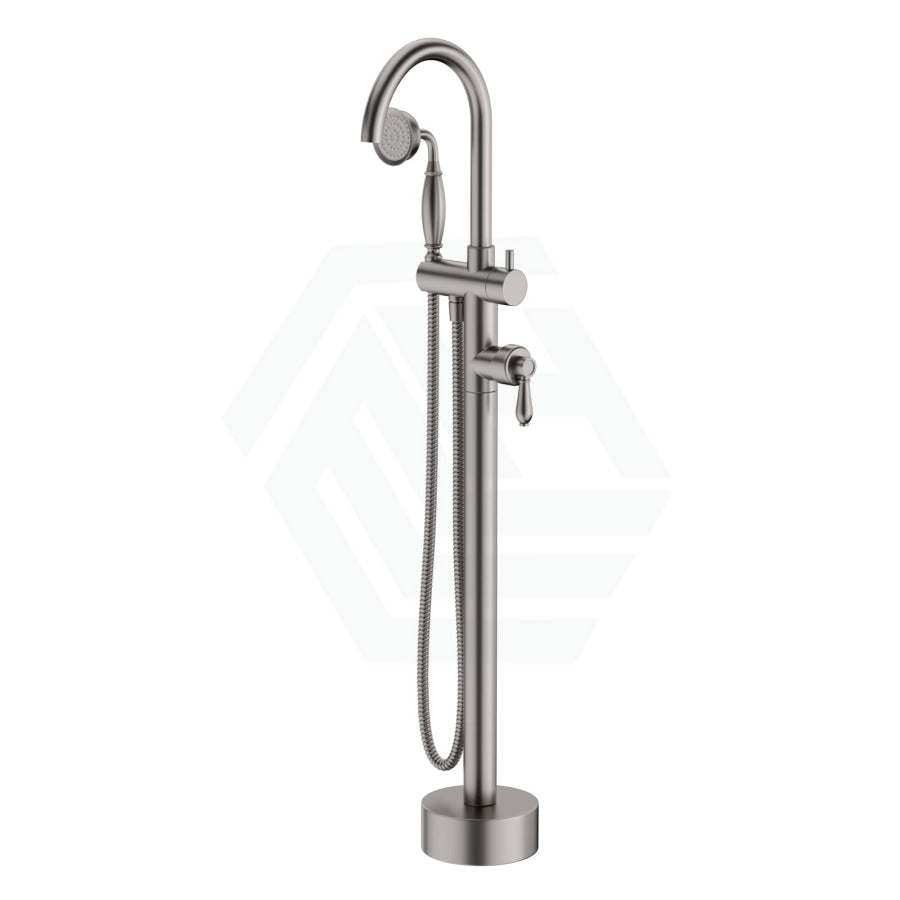 N#1(Nickel) Fienza Eleanor Floor Mixer & Shower Brushed Nickel / Round Mounted Bath Mixers