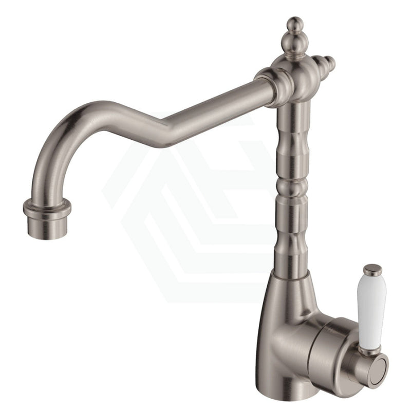 Eleanor Shepherds Crook Brushed Nickel Sink Mixer