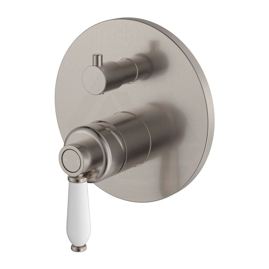 N#1(Nickel) Fienza Eleanor Wall Diverter Mixer Ceramic Handle Available White Brushed Nickel Mixers