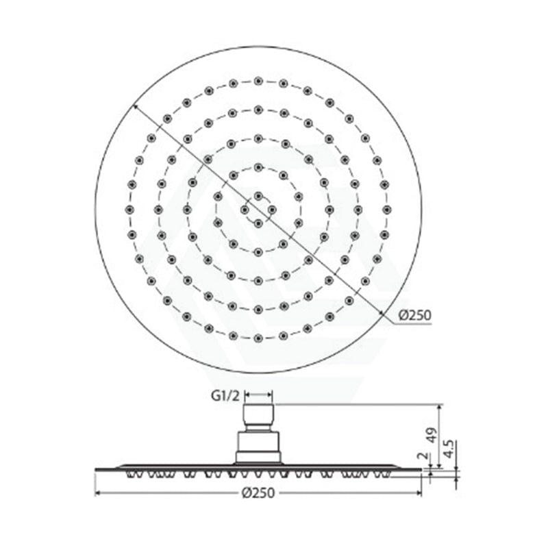 Fienza Kaya 250Mm Pvd Brushed Nickel Round Shower Head Heads