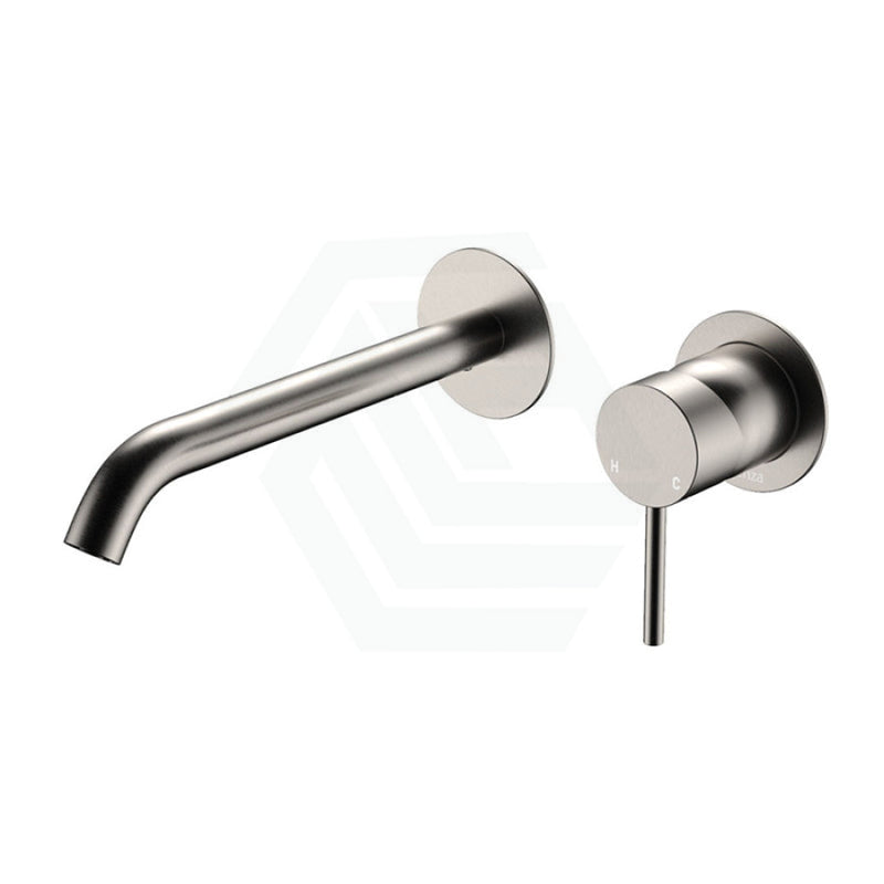 Fienza Kaya Brushed Nickel Basin/Bath Wall Mixer Dress Kit Only Round Plates 200Mm Outlet Tap