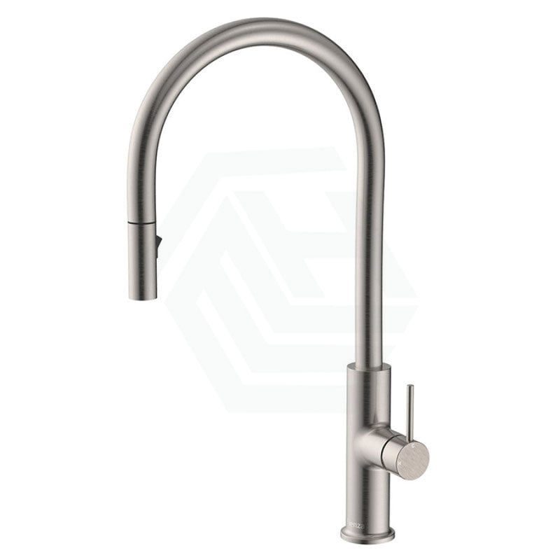 Fienza Kaya Brushed Nickel Brass 360 Swivel Pull Out Kitchen Sink Mixer Tap