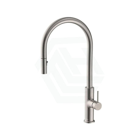 N#1(Nickel) Fienza Kaya Brushed Nickel Brass 360 Swivel Pull Out Kitchen Sink Mixer Tap Mixers