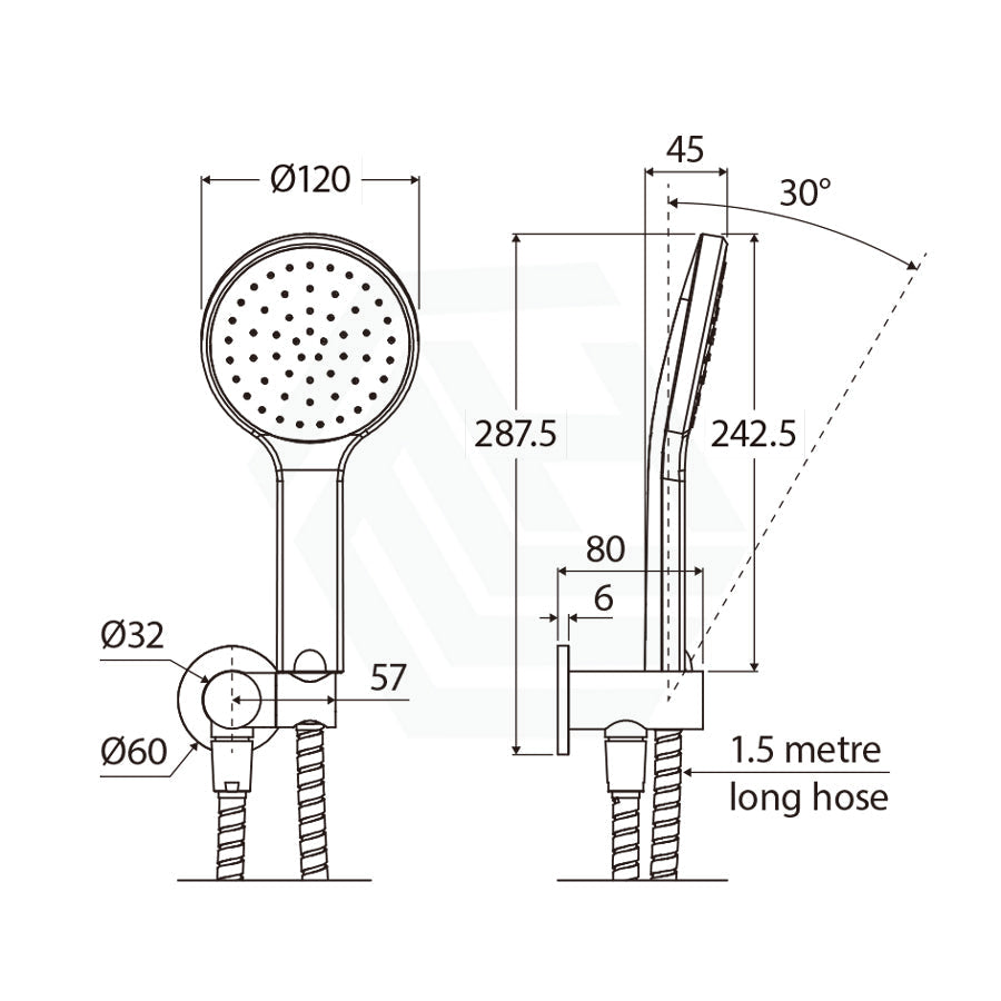 N#1(Nickel) Fienza Kaya Brushed Nickel Hand Shower With Round Plate Handheld Sets