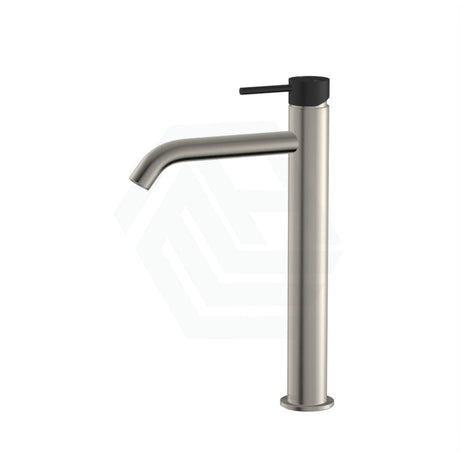 N#1(Nickel) Fienza Kaya Brushed Nickel Tall Basin Mixer With Matte Black Handle Multi - Colour