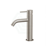 N#1(Nickel) Fienza Kaya Curved Basin Mixer Brushed Nickel/Matt Black Handle Nickel Short Mixers