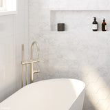 N#1(Nickel) Fienza Kaya Floor Mounted Bath Mixer With Hand Shower Brushed Nickel Round Mixers