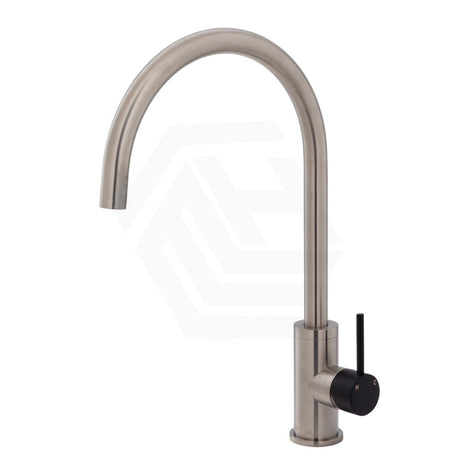 Kaya Brushed Nickel Sink Mixer with Matte Black Handle