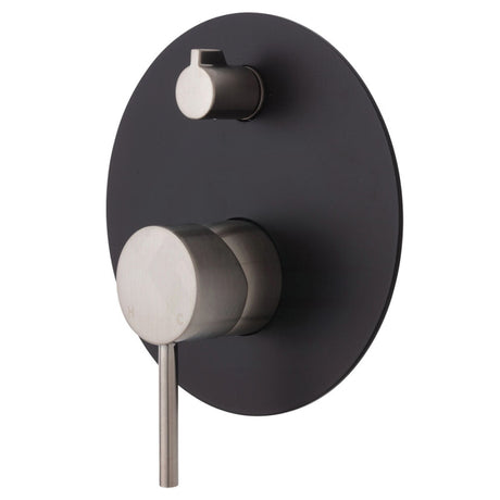 N#1(Nickel) Fienza Kaya Wall Diverter Mixer Large Round Plate Multi-Colour Matt Black Brushed Nickel