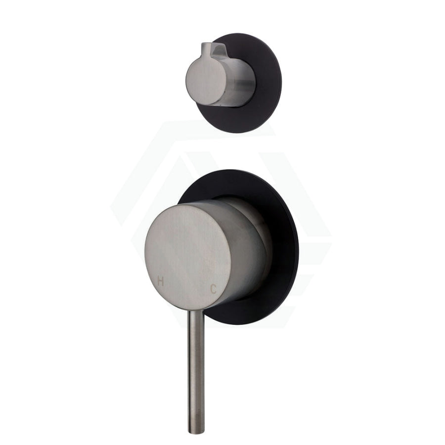 N#1(Nickel) Fienza Kaya Wall Diverter Mixer Small Round Plates Multi-Colour Matt Black Brushed