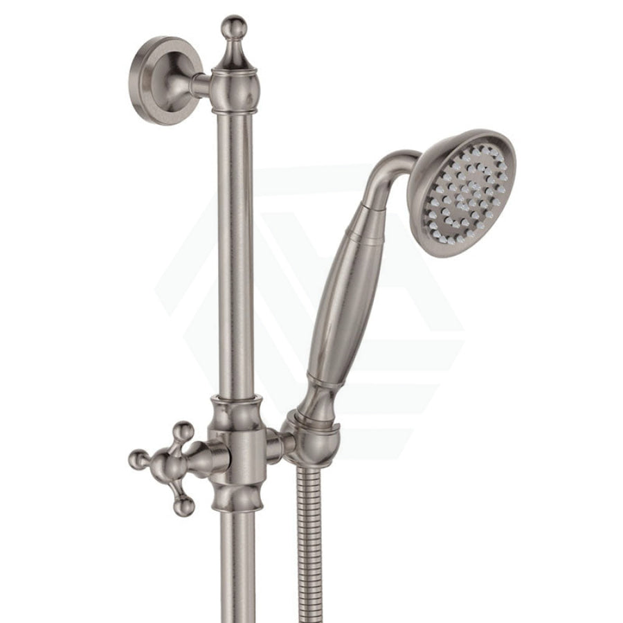 N#1(Nickel) Fienza Lillian Brushed Nickel Rail Shower Set Bottom Water Inlet Sets