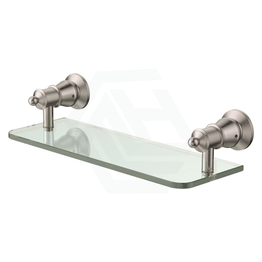 Fienza Lillian Glass Shelf, Brushed Nickel