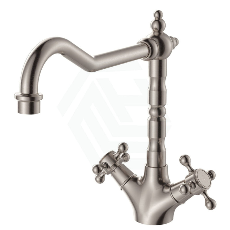 Lillian Shepherds Crook Sink Mixer, Brushed Nickel