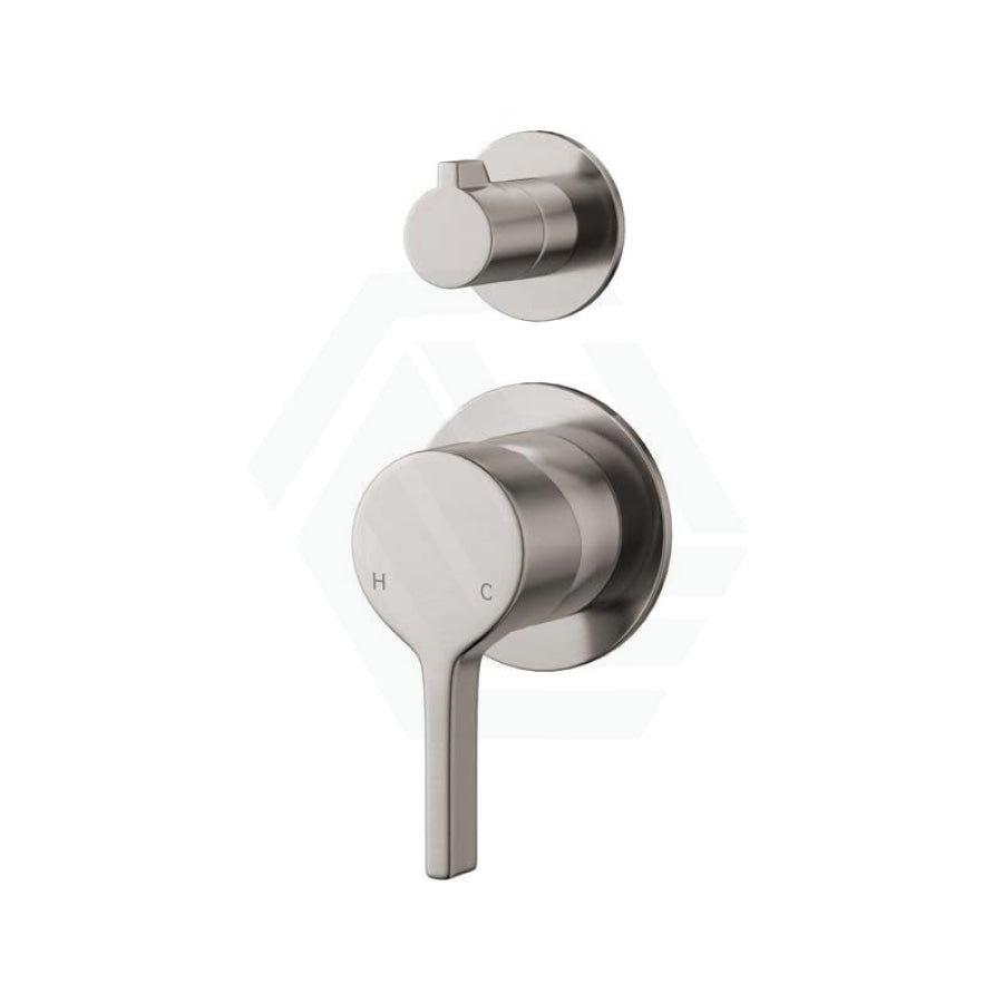 N#1(Nickel) Fienza Sansa Wall Diverter Mixer Brushed Nickel Small Round Plate Mixers With