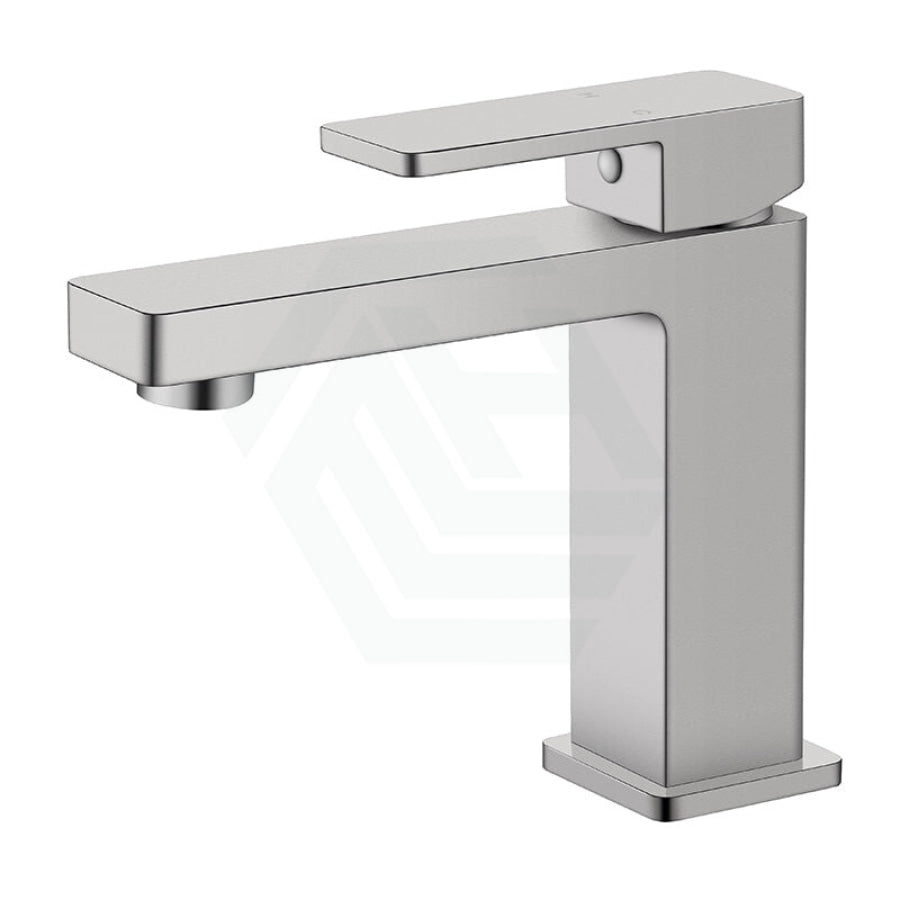 N#2(Nickel) Ikon Ceram Solid Brass Brushed Nickel Basin Mixer Tap For Vanity And Sink Short Mixers