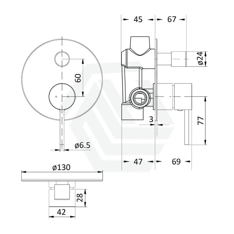 Ikon Hali Pin Lever Brass Brushed Nickel Bath/Shower Wall Mixer With Diverter Mixers With