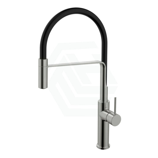 N#1(Nickel) Ikon Hali Round Brushed Nickel Solid Brass Kitchen Sink Mixer 360 Swivel Pull Down