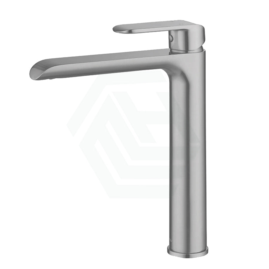 N#1(Nickel) Ikon Kara Solid Brass Brushed Nickel Tall Basin Mixer Tap For Vanity And Sink Mixers