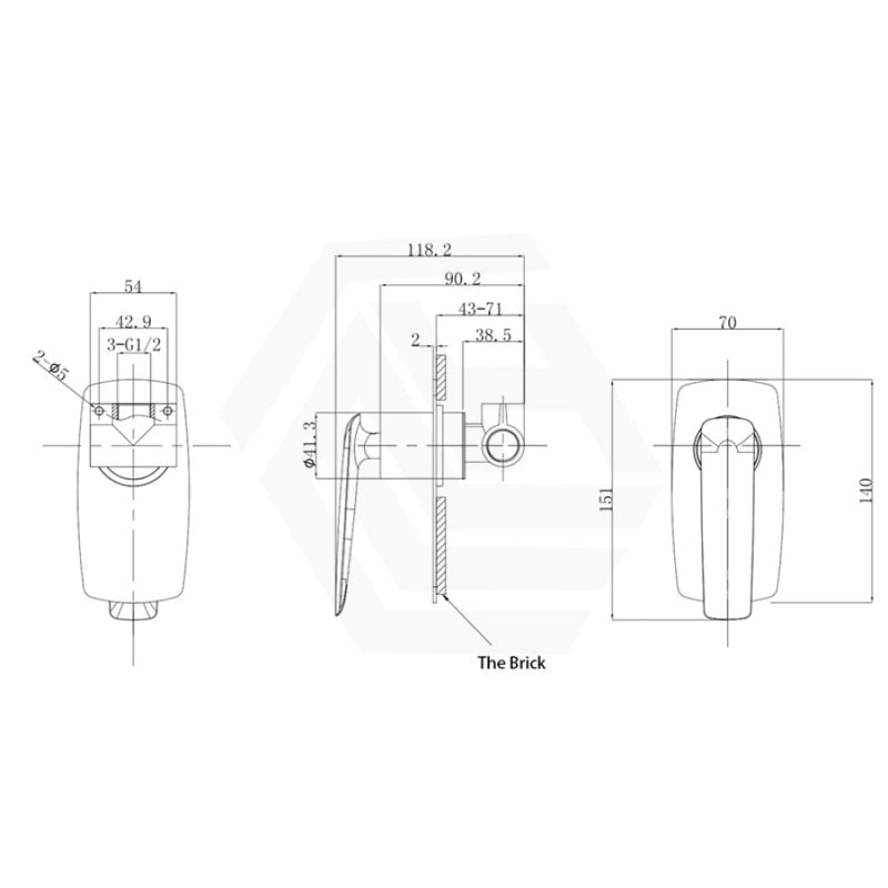 Norico Bellino Brushed Nickel Solid Brass Wall Mounted Mixer For Shower And Bathtub Bathroom