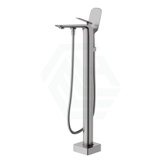 N#1(Nickel) Norico Brushed Nickel Floor Mounted Bath Mixer Spout & Handheld Stainless Steel Square