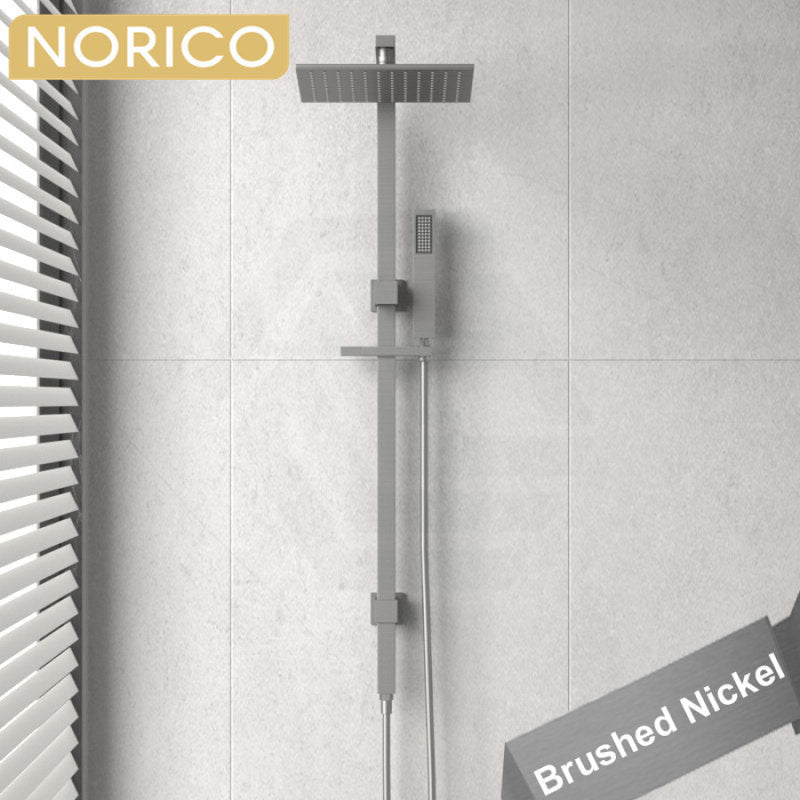 Shower Set Solid Brass Square Brushed Nickel