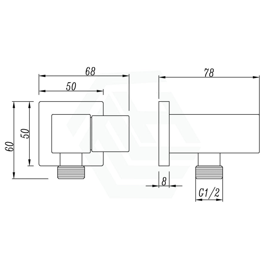 Norico Esperia Square Brushed Nickel Shower Holder Wall Connector & Hose Only