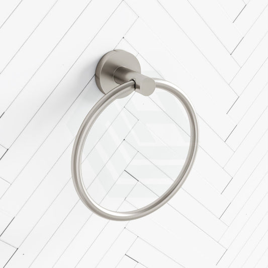 N#1(Nickel) Norico Round Brushed Nickel Hand Towel Ring Wall Mounted Holders