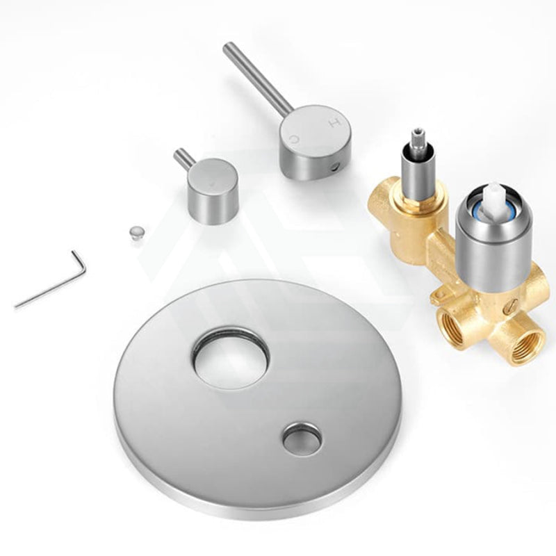 Norico Round Brushed Nickel Shower/bath Mixer With Diverter Wall Mounted Bathroom Products