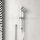 N#1(Nickel) Norico Round Brushed Nickel Shower Rail With 3 Mode Handheld Set