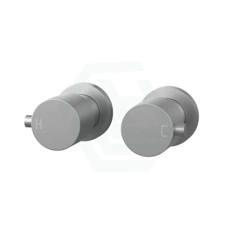 Norico Round Brass Shower Wall Taps Brushed Nickel