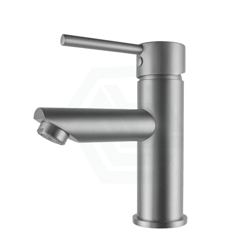 Brass Round Short Basin Mixer Tap Brushed Nickel