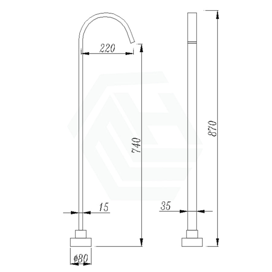 Norico Square Floor Mounted Bath Mixers Stainless Steel Brushed Nickel