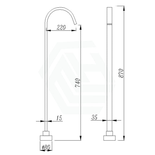 Norico Square Floor Mounted Bath Mixers Stainless Steel Brushed Nickel