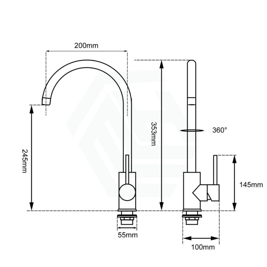 Round Brushed Nickel Kitchen Sink Mixer Tap 360° Swivel Products